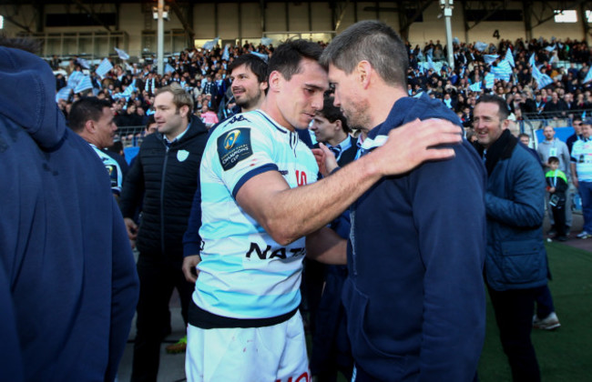 Juan Imhoff and Ronan O'Gara after the game