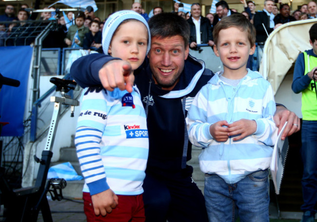 Ronan O'Gara withi his kids after the game