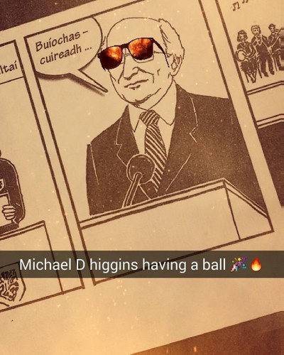 When you get as far as sraith pictiúr 19 and realise Michael D needs a makeover