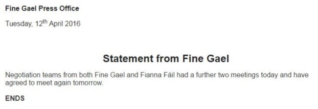 fine gael statement