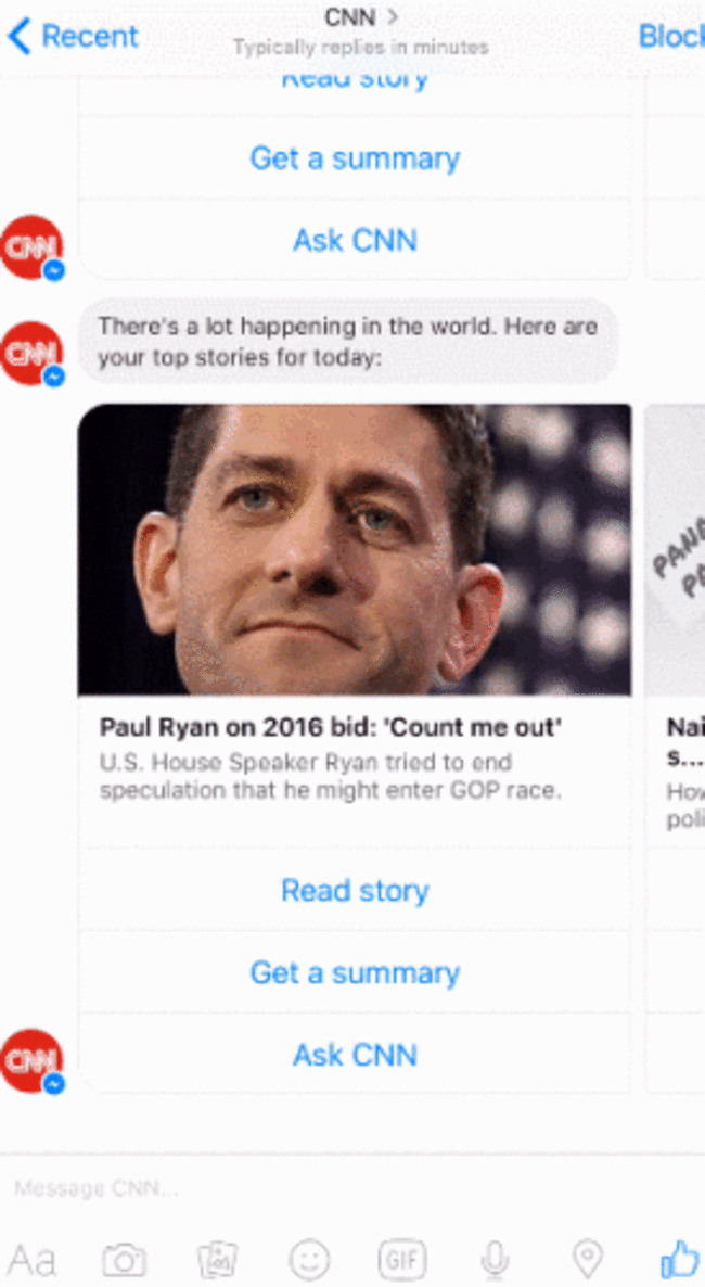 Facebook Messenger CNN bot