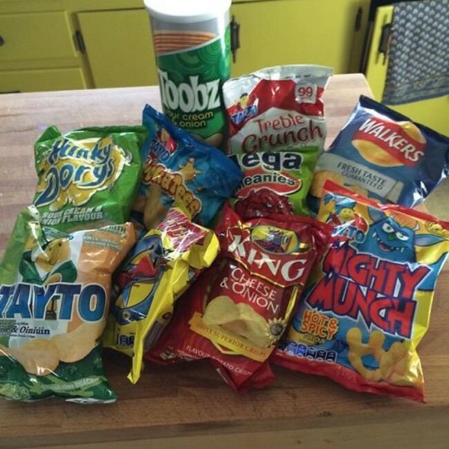 Feel like a kid on Halloween with my haul of Irish snacks! #tayto #treblecrunch #toobz #megameanies #crisps #chickatees #mightymunch @ellerhoff