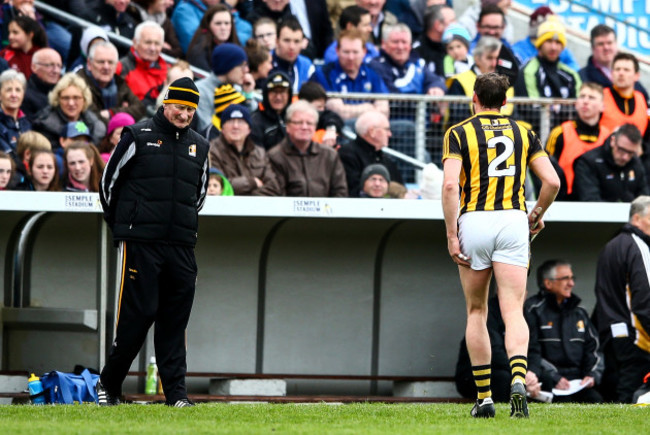 Brian Cody looks on as Jackie Tyrrell leaves the field injured