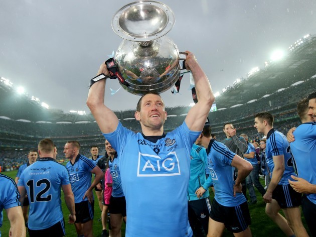 Denis Bastick celebrates with the Sam Maguire trophy