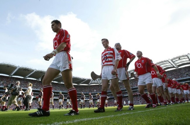 Donal Og Cusack (2nd from left) during the team parade