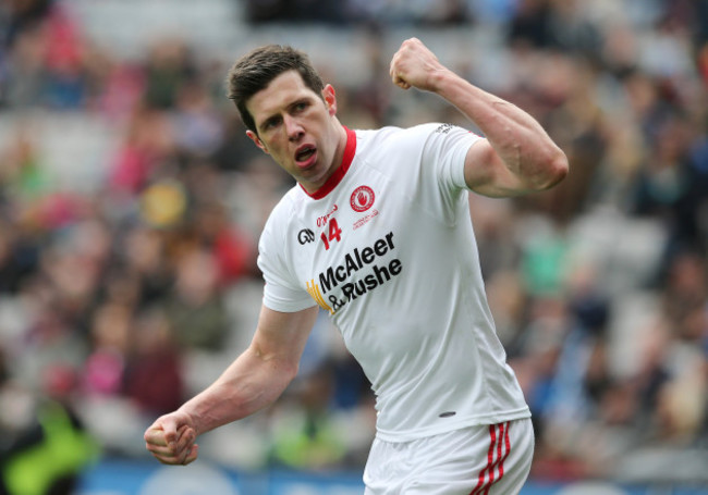 Sean Cavanagh celebrates after scoring a point