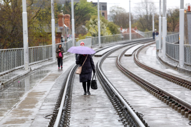 28/04/2016. Luas Drivers Strike. Pictured people w