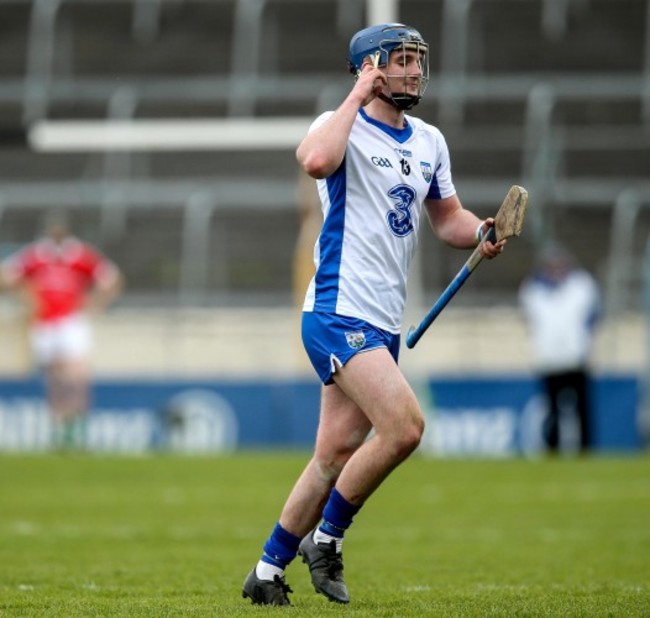 Patrick Curran leaves the pitch after being sent off