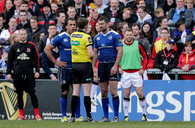 George Clancy shows a yellow card to Rob Kearney