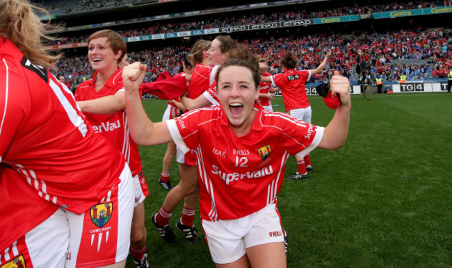 Orlagh Farmer celebrates at the final whistle