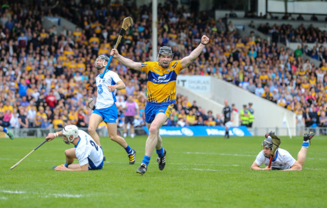 Tony Kelly celebrates scoring a goal