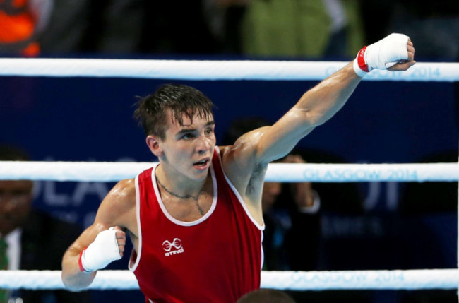 Michael Conlan celebrates winning a gold medal