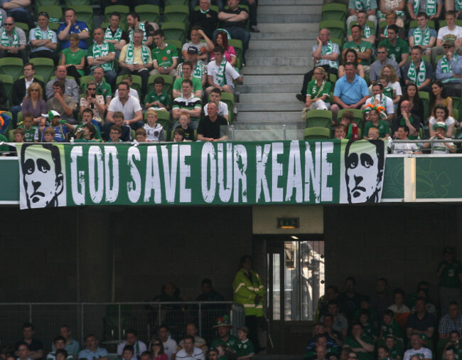 Ireland fans display a flag