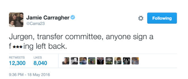 Carragher tweet