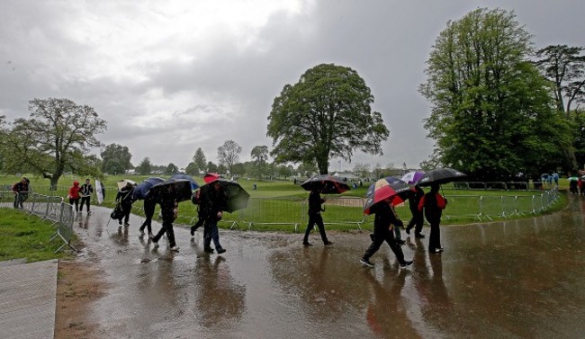 A view of the wet conditions as play is suspended