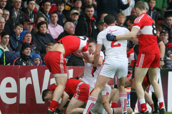 Players clash on the sidelines