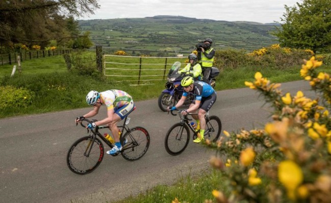 Eoin Morton is followed up the Shalee climb by Brian McCrystal