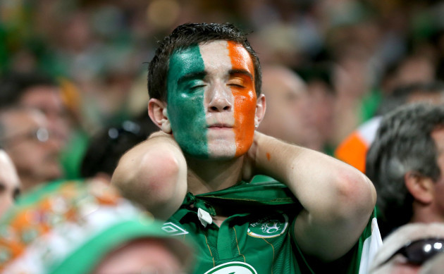Ireland's fans react after Croatia scores their third goal