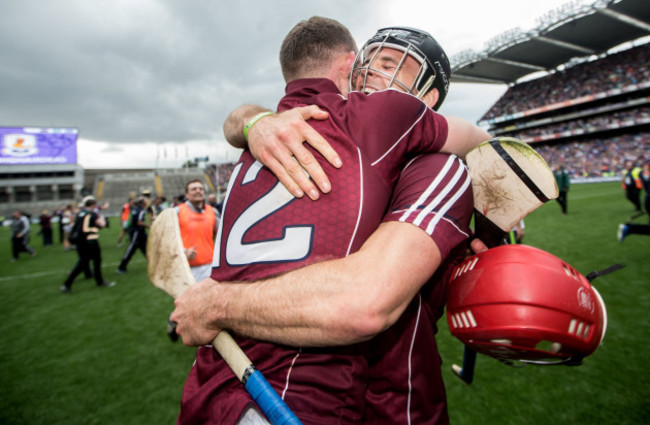 Jonathan Glynn and David Collins celebrate after the game