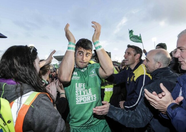 Tiernan O&rsquo;Halloran celebrates at the end of the match