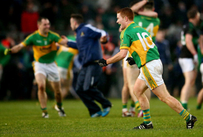 Luke Moore celebrates at the final whistle