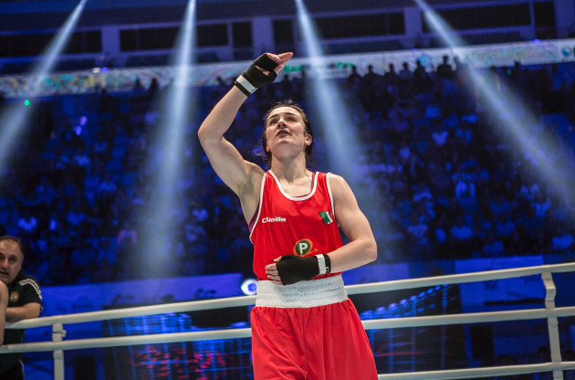 Kellie Harrington salutes the crowd after the fight