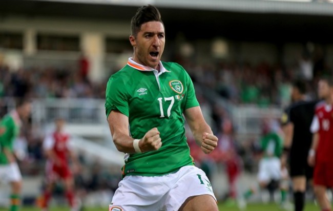 Stephen Ward celebrates scoring their first goal