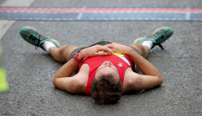 Thomas Cornthwaite after crossing the finish line