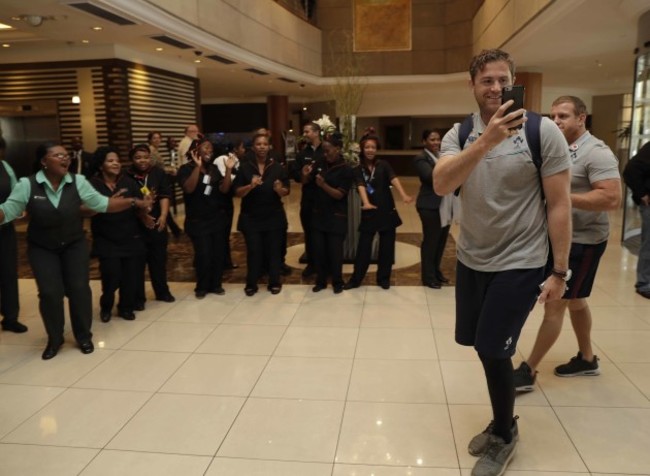 Jamie Heaslip appreciates the welcome from the hotel staff