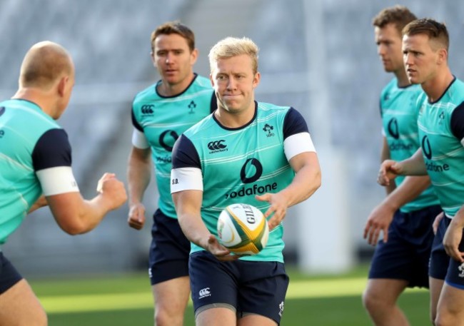 Stuart Golding with the ball during training