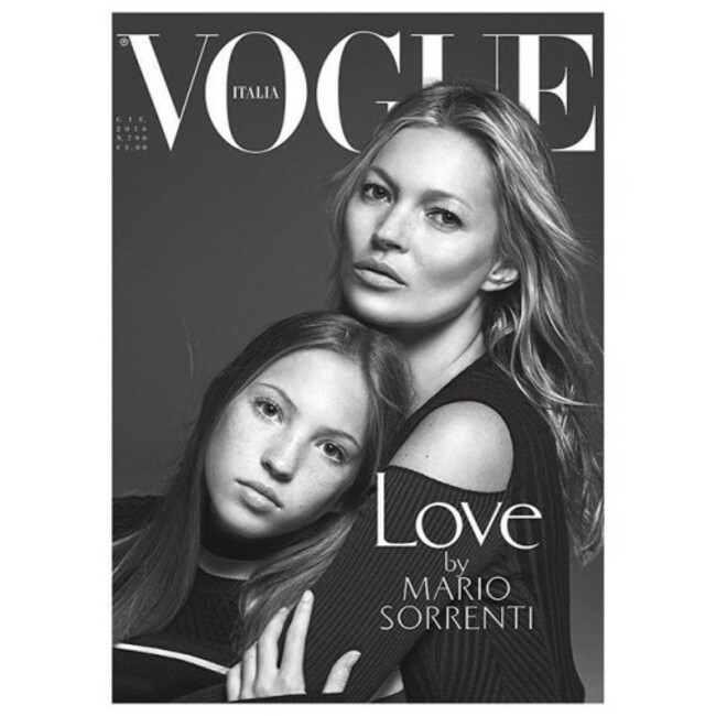 Are you ready for #VogueItalia June issue by @mario_sorrenti? Here the one and only #KateMoss with #LilaGrace in @versace_official #itsallaboutfamily Fashion editor #JoeMcKenna. Hair AnthonyTurner Make-up LisaButler. Manicure #MarianNewman