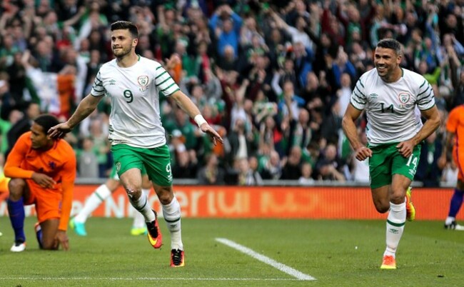 Shane Long celebrates scoring their first goal