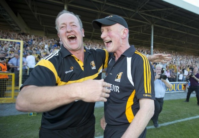 Brian Cody celebrates with selector Martin Dempsey