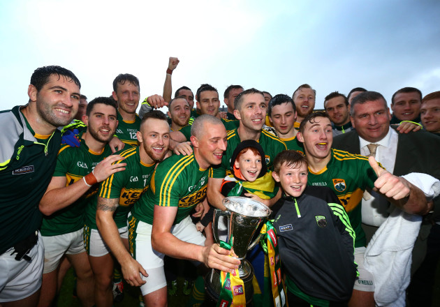Kieran Donaghy and the Kerry players celebrate with the trophy