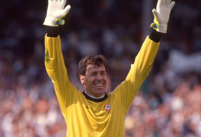 Packie Bonner celebrates