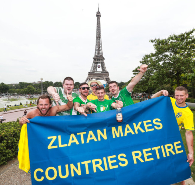 Thomas Drennan, Ian Burke, Stephen Burke and Dermot Kinahan with Swedish fans