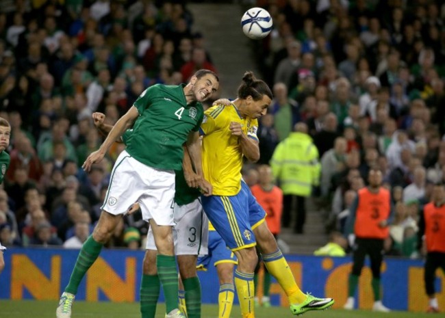 John O'Shea with Zlatan Ibrahimovich