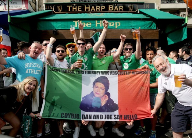Irish fans outside the Harp Bar