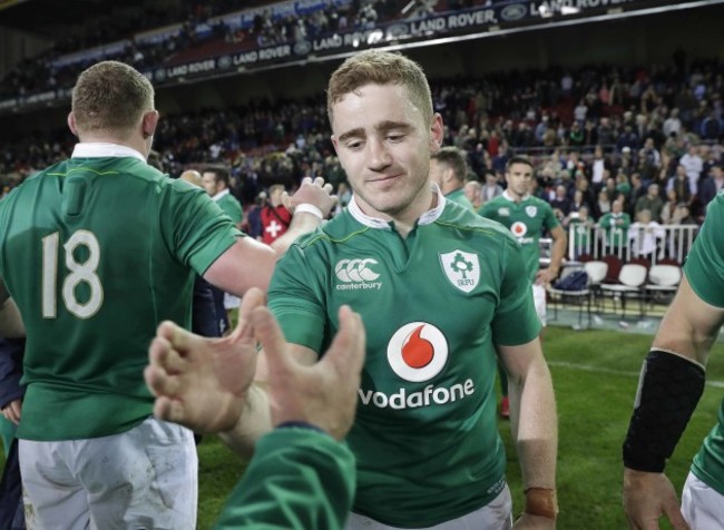 Paddy Jackson celebrates after the match