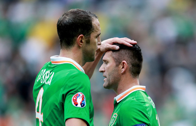 John O’Shea and Robbie Keane after the game