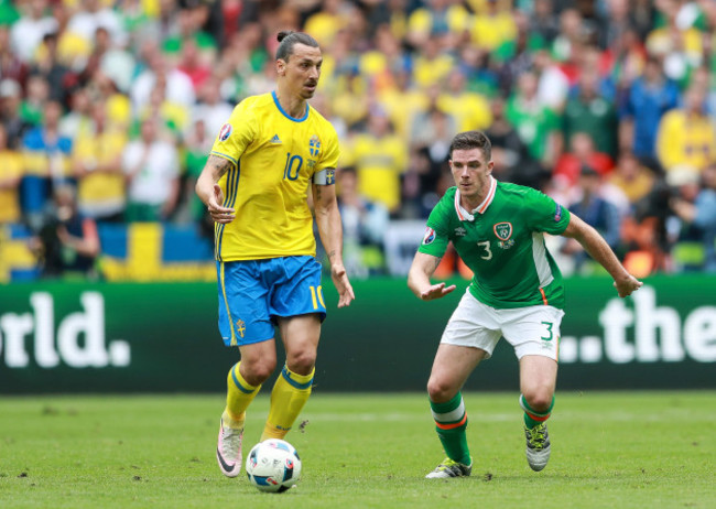 Ciaran Clark and Zlatan Ibrahimovic