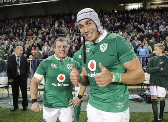 Sean Cronin and Ultan Dillane celebrate after the match