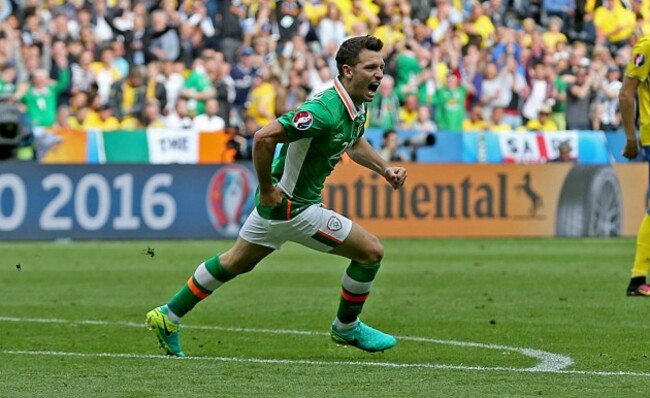 Wes Hoolahan celebrates scoring their first goal