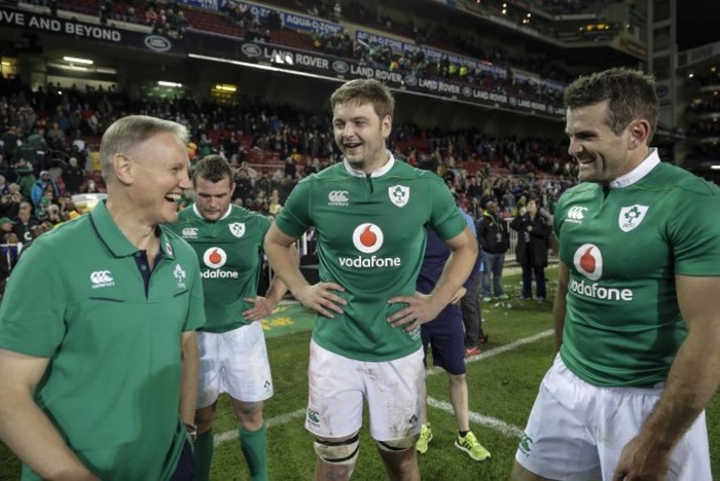 Ireland&rsquo;s head coach Jared Payne Iain Henderson and Jared Payne