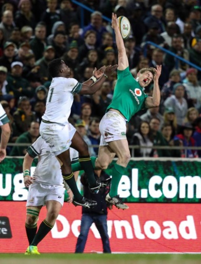 Springboks Lwazi Mvovo and Ireland’s Andrew Trimble