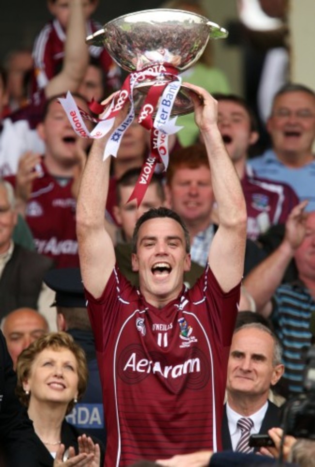 Padraig Joyce lifts the cup