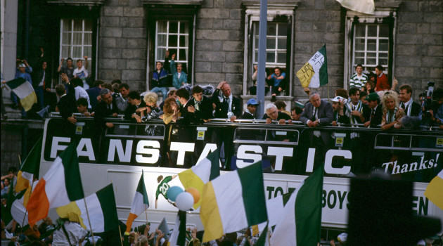 File photo: Next Wednesday is the 25th Annivesary of the return home to Dublin of the Italia 90 Irish Soccer Team.
