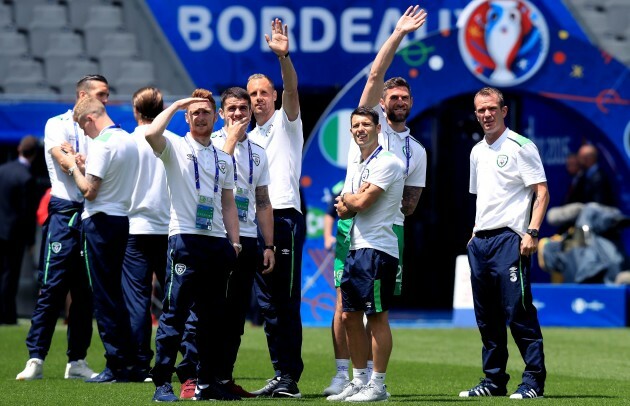 The Ireland team arrive at the stadium