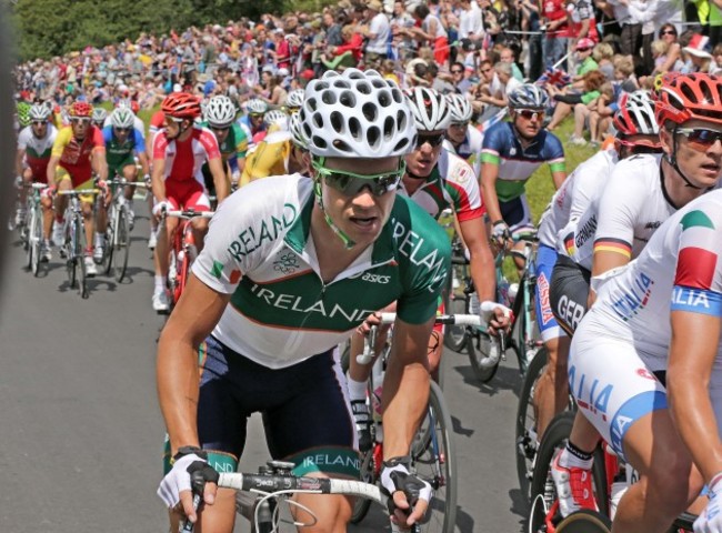 Nicolas Roche on the climb up Box Hill