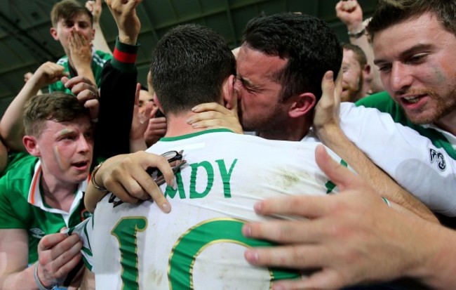 Robbie Brady celebrates with his brother